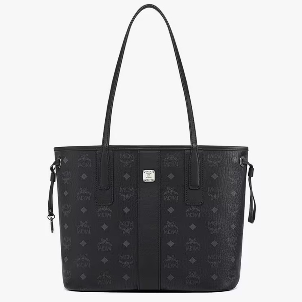 MCM Black Reversible Liz Shopper in Visetos